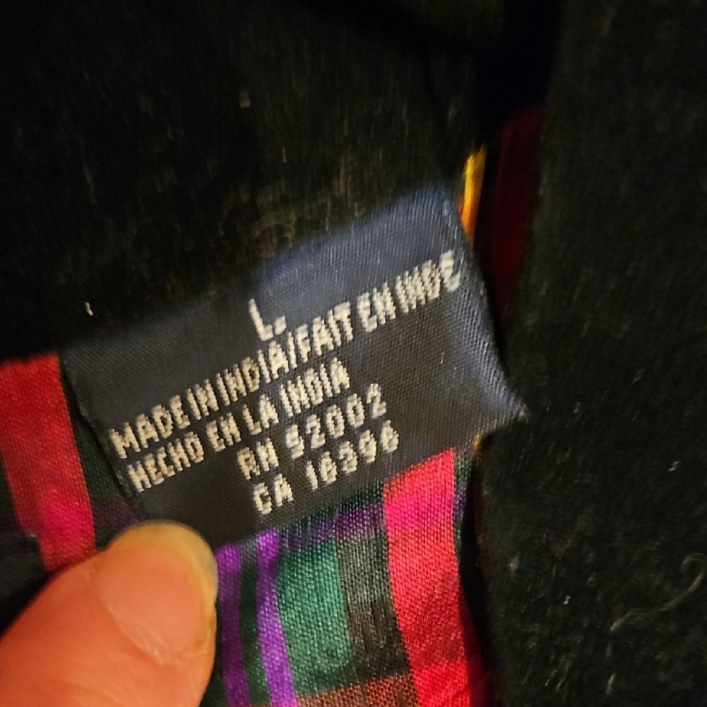 Vintage Red, Black, Green, Yellow, Purple Plaid Vest, Sz L, Velvet Collar, EUC! - Picture 8 of 11